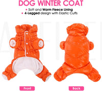 Dog Coat Waterproof Dog Jacket Fullbody Dogs Winter Coat Snowsuit – Essentials for Dogs - Orange / Small - image 3