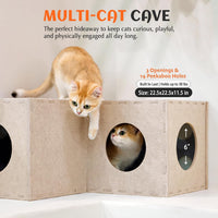 PETKARAY Cat Tunnel, Original Cat Hideaway Cave for Indoor Cats - L-shape Tunnel / Beige - image 3