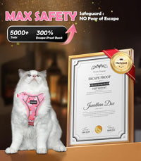 Cat Harness and Leash Set[MAX Safety 4th-Gen] Cute Escape Proof Vest - H603 Pro Pink Unicorn / X-Small (4-6lb) - image 4