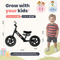 Birtech Balance Bike for 2-5 Years Old Kids 12 Inch Toddler Balance - Black - image 3