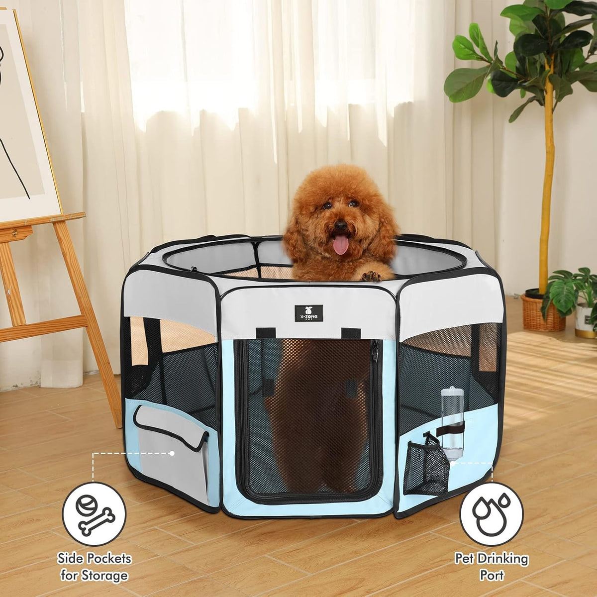 X-ZONE PET Foldable Dog Playpen - Medium / Blue - image 3