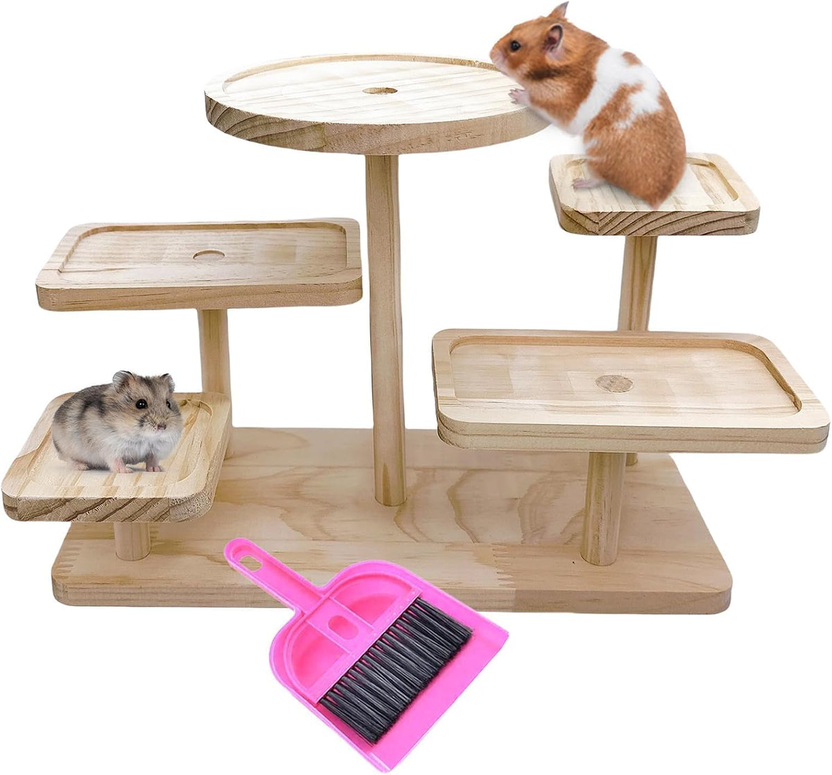 Wooden Hamster Platform Climb Toy Cage Accessories for Gerbil Dwarf - Large