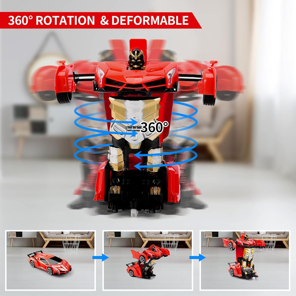 Blackma Transform Rc Cars for Boys 4-7 8-12 - Red - image 4
