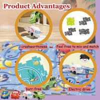 Ubegger puzzle car track set with puzzle road pieces, road signs and battery cars - view 13