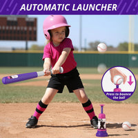 HYES 3-in-1 Baseball Set for kids Auto Pitching Machine – Fun for Kids & Family - Purple - image 4