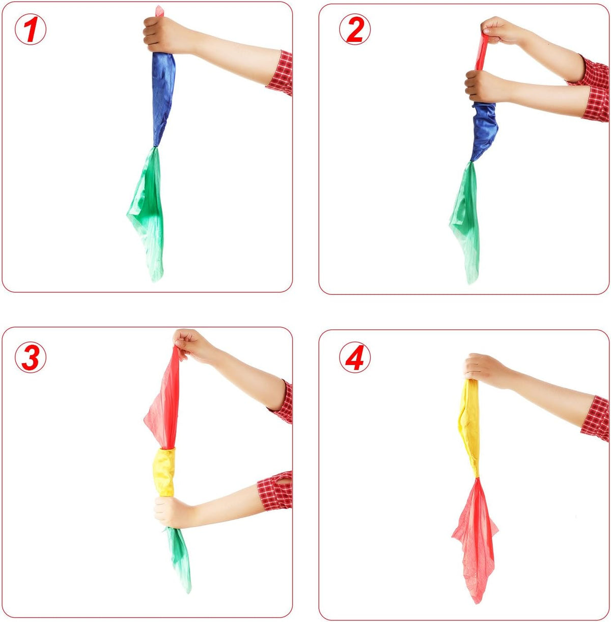 Hestya 2 Pcs Color Changing Magic Silk Scarves for Magician Tricks – Fun for Kids & Family - image 2