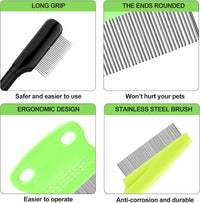 5 Pieces Dog Eye Combs Tear Stain Remover Combs Pet Grooming Comb - Green, Black - image 3