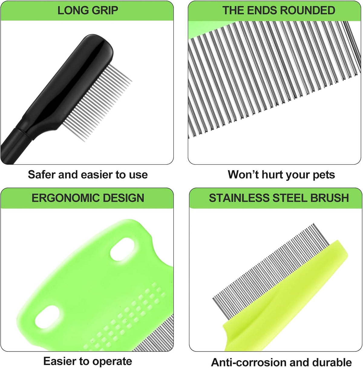 5 Pieces Dog Eye Combs Tear Stain Remover Combs Pet Grooming Comb - Green, Black - image 3
