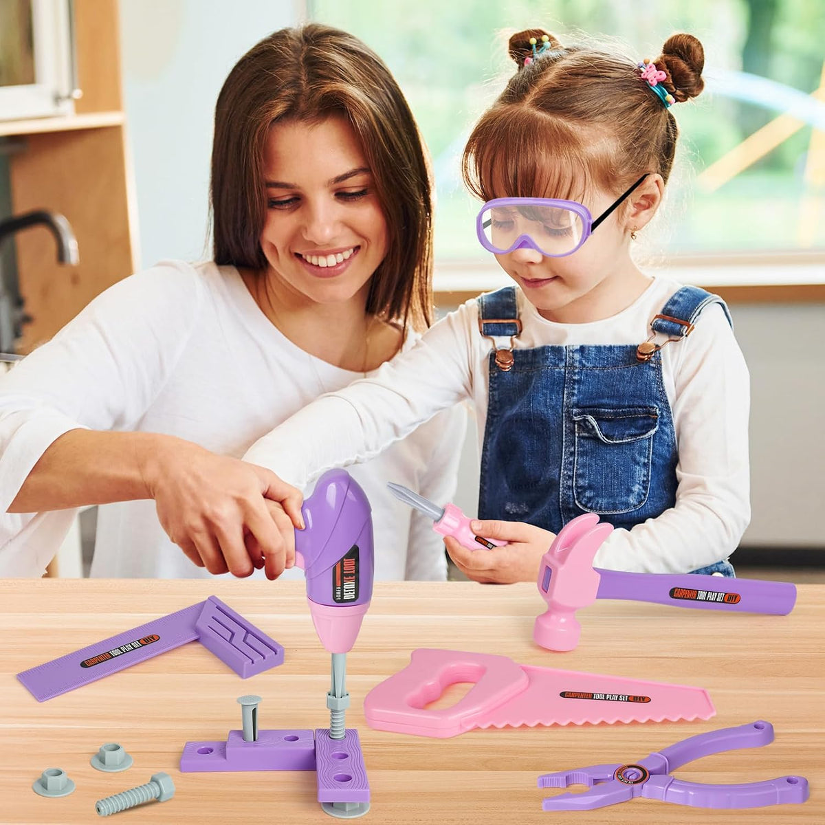 EP Exercise N Play kids tool set with toy drill, hammer, saw and portable tool box - view 2