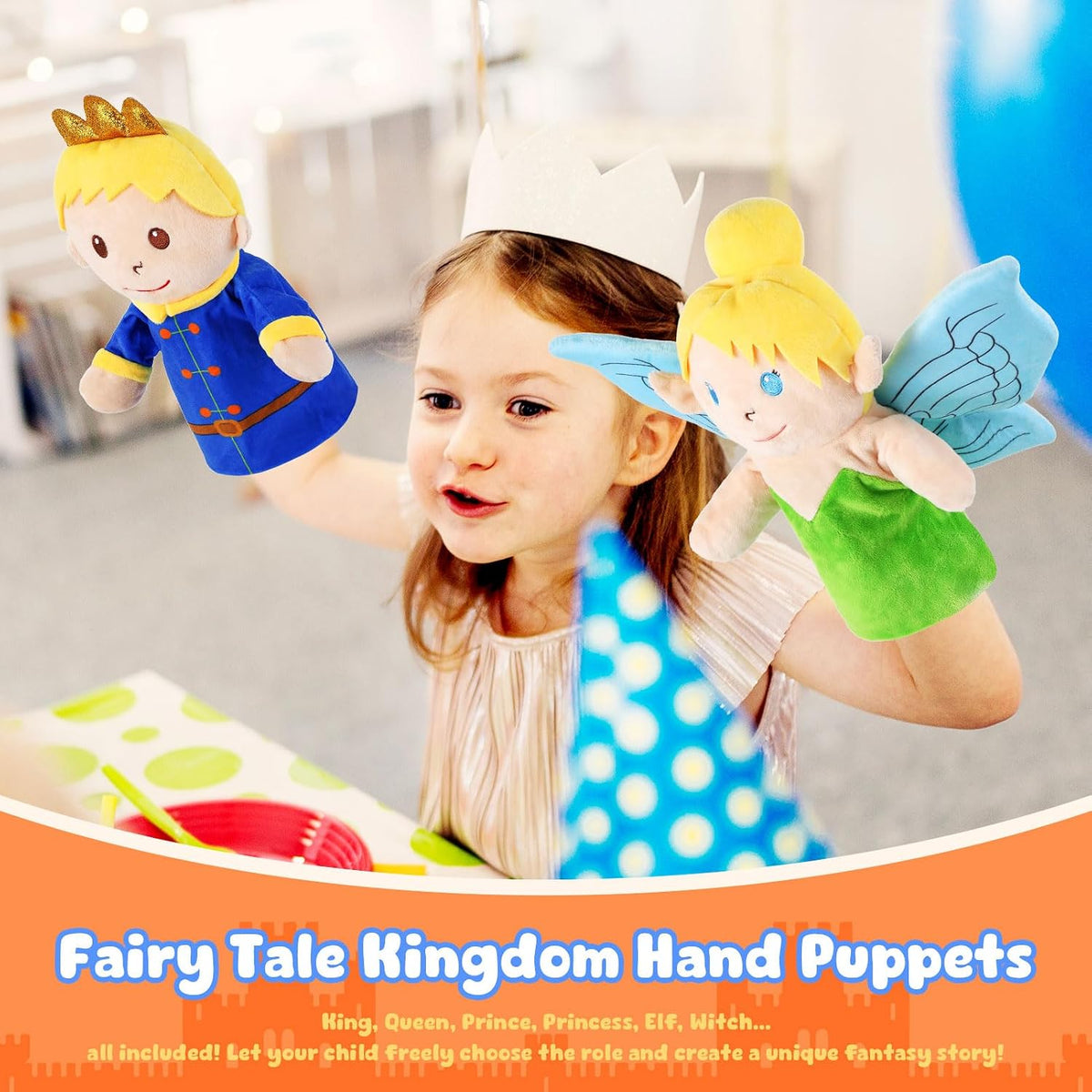 6 Pcs Family Hand Puppets 12 Inch Grandparents, Mom & Dad - 6 Cartoon Characters - image 4