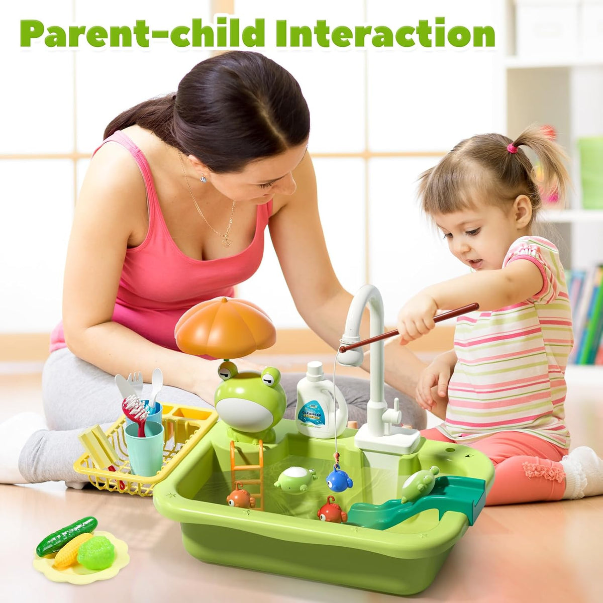 CUTE STONE Color Changing Play Kitchen Sink Toys - Green - image 2