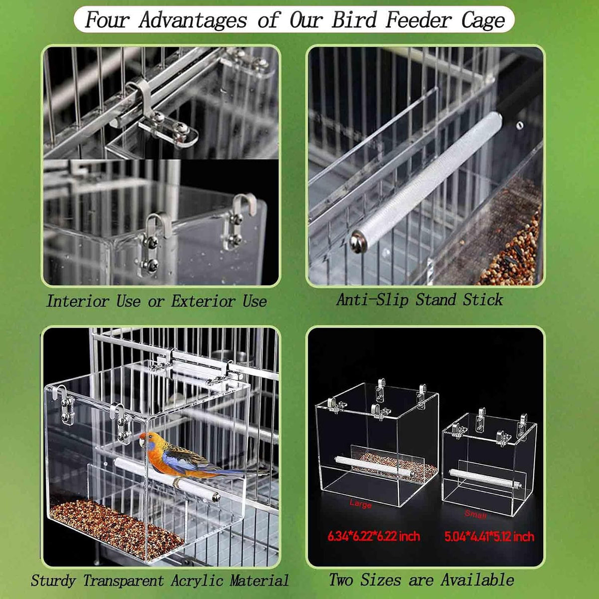 No Mess Bird Feeder for Cage - Small - image 3