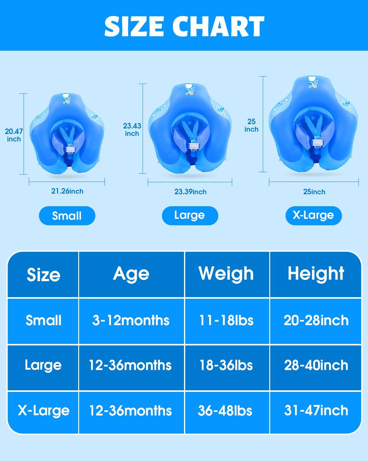 Baby Pool Float with Canopy UPF50+ - Small / deepblue - image 3