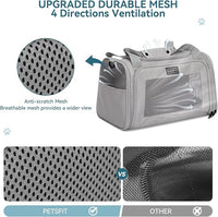 PETSFIT Dog Carrier Cat Carriers for Puppies, Medium Cats up to 25Lbs, Travel Soft Sided Pet Carrier (Large, Grey)