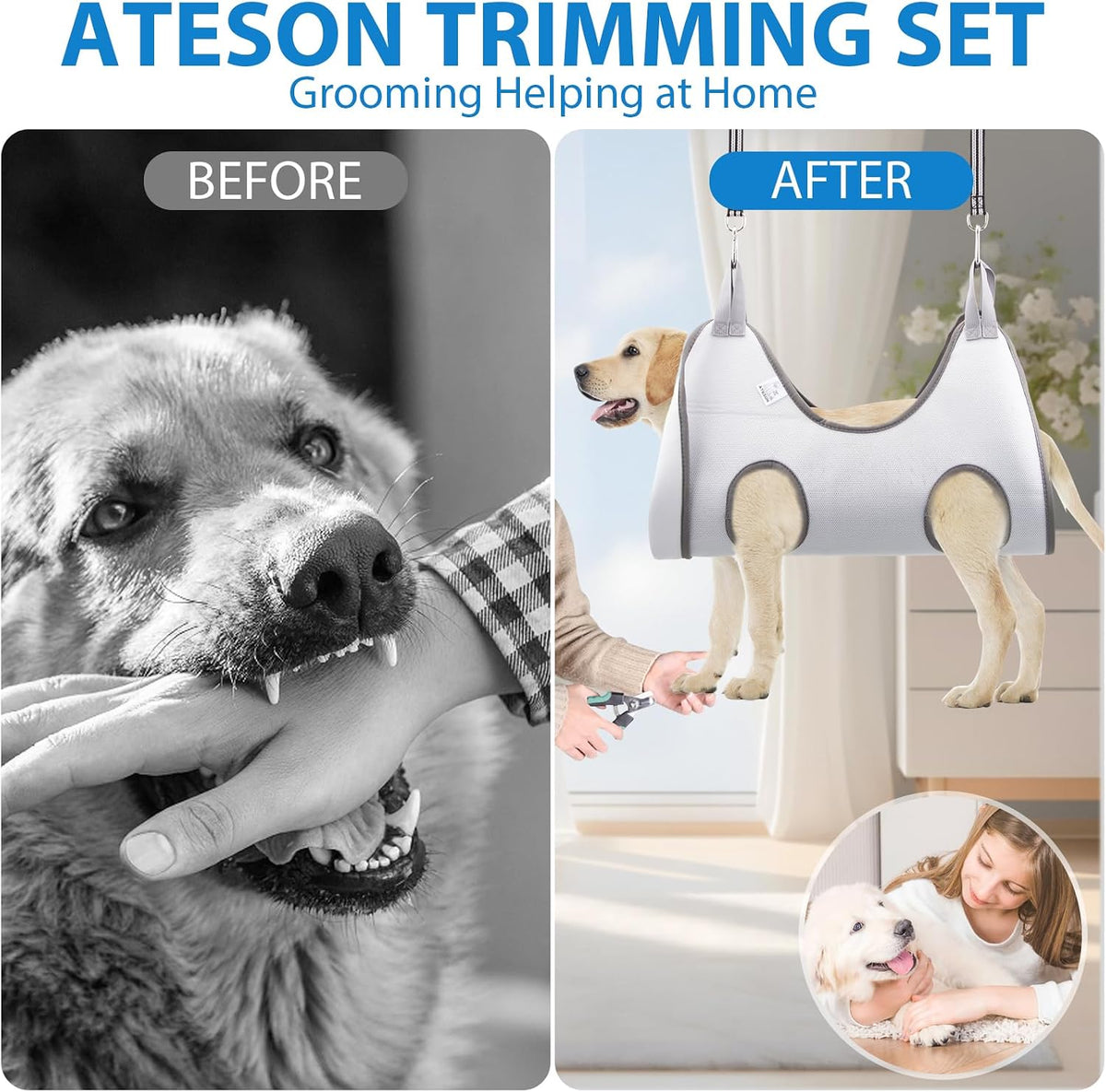 Ateson Pet Grooming Hammock - XXS for Cats & Tiny Dogs 8LB / Gray - image 2