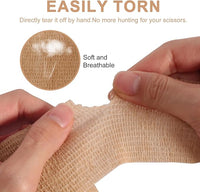 24 Pack Self Adhesive Bandage Wrap, 2” x 5 Yards Cohesive Medical Tape Elastic Grip Tape Sports Tape Athletic for Ankle, Wrist Sprains, Pet First Aid (Brown, 2 Inch)