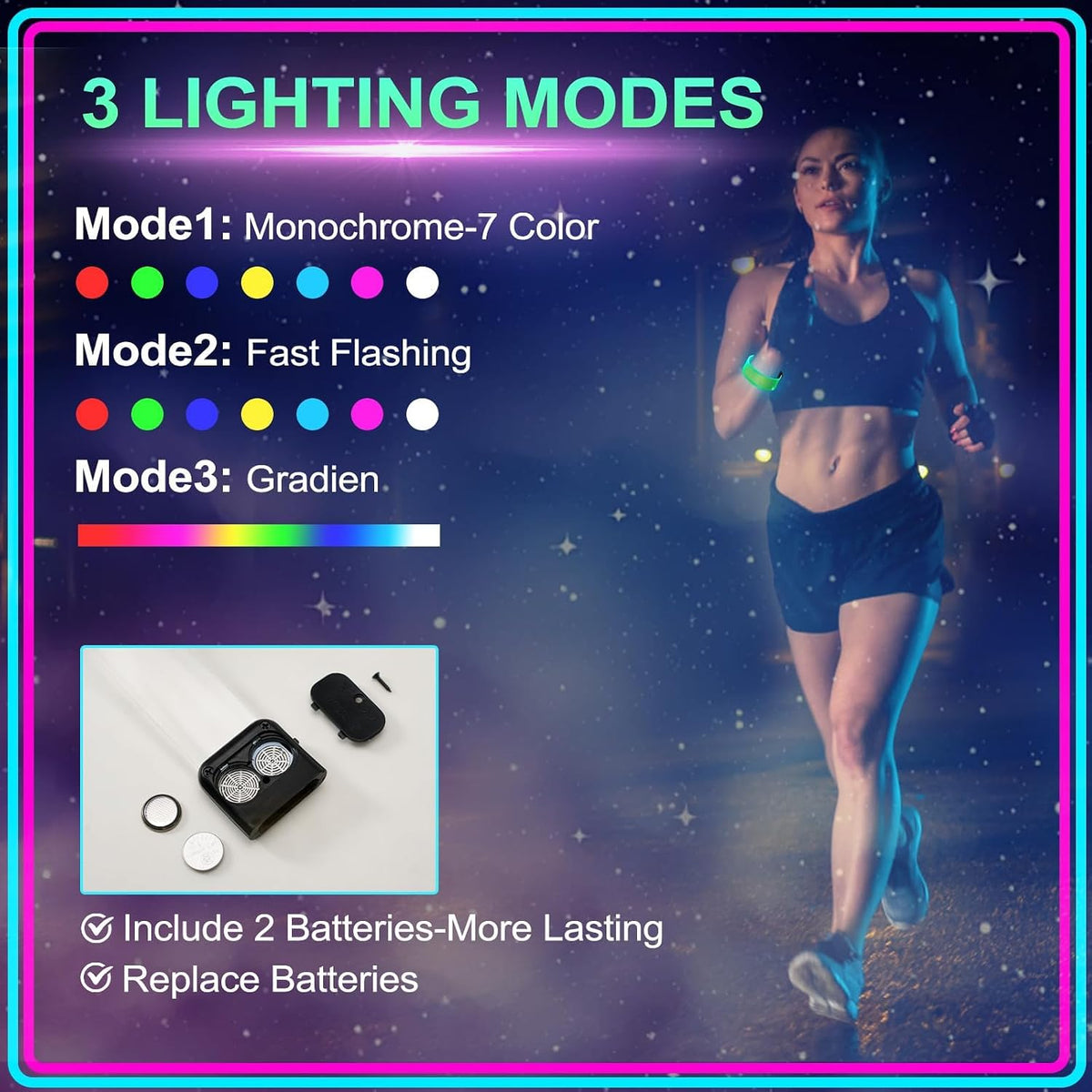 Yowivon LED light up bracelet with clasp glowing in multiple colors - view 8