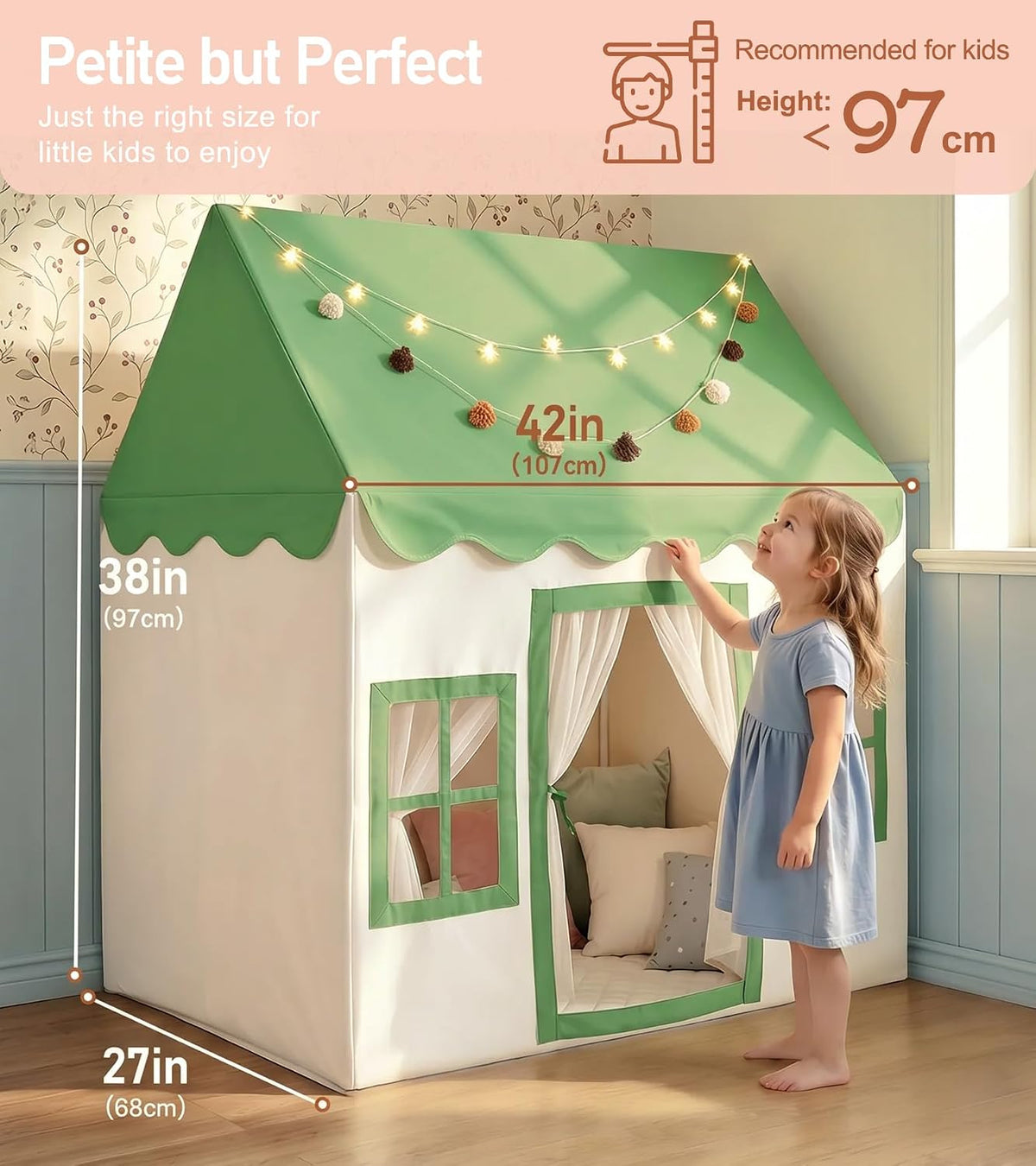 Little Dove Kids Play Tent with Mat - Green Play Tent / Medium Size - image 2
