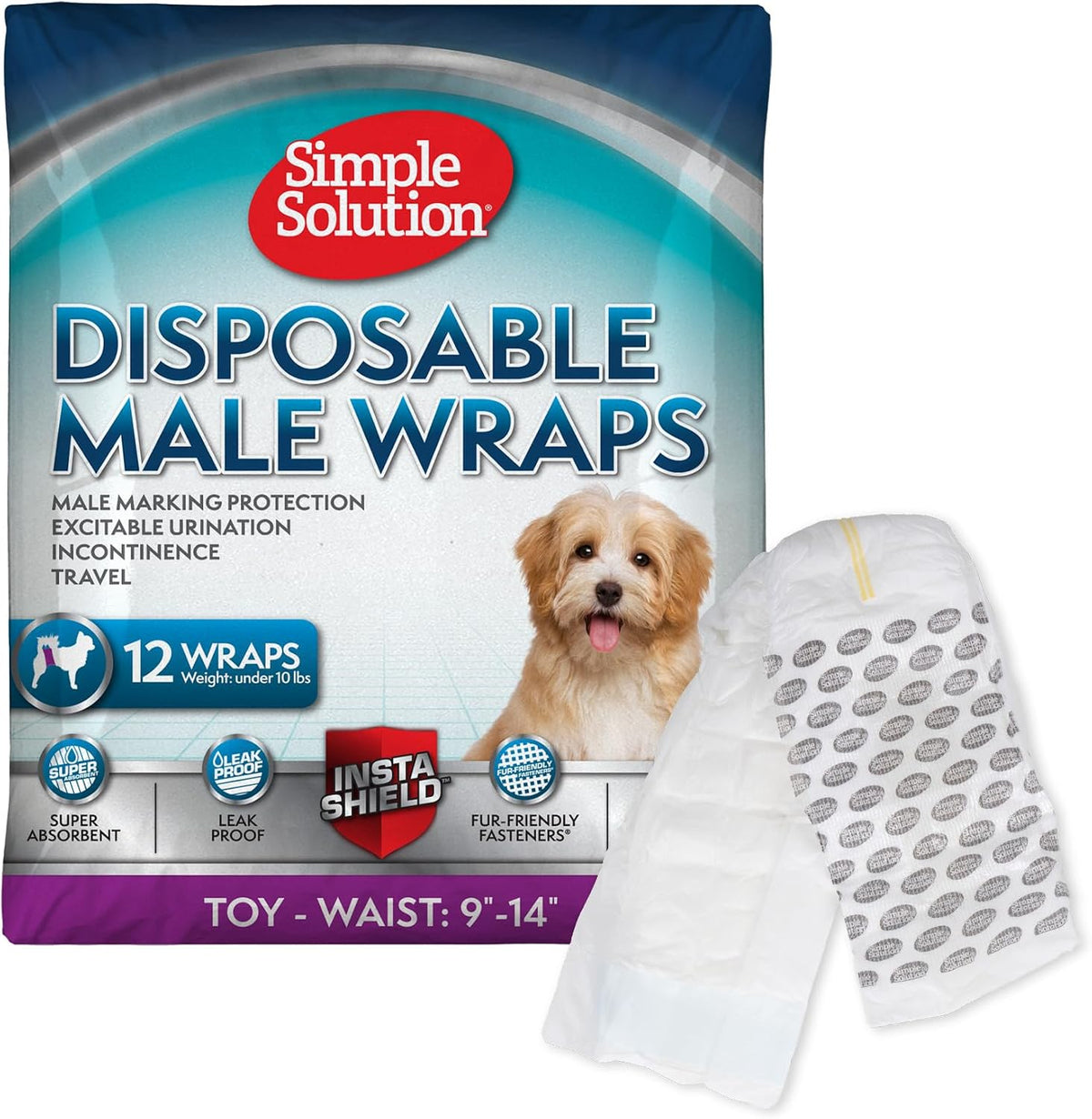 Simple Solution Male Dog Diapers, Disposable Belly Bands, M - Toy / 12