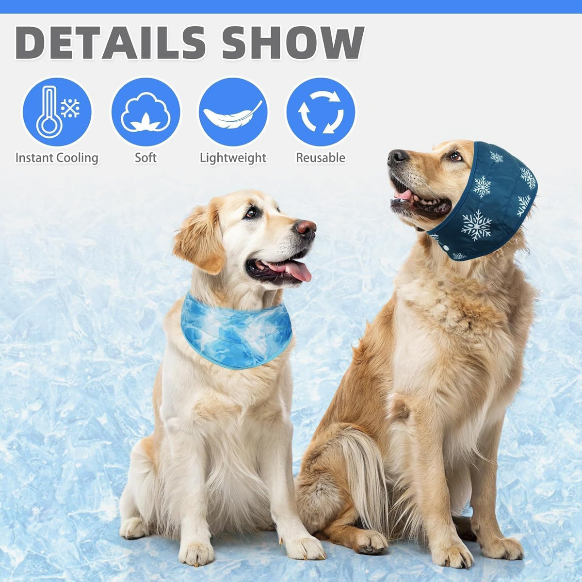KOOLTAIL Dog Cooling Bandana - Snowflake+Wave / Neck Girth(12-20in) - image 4