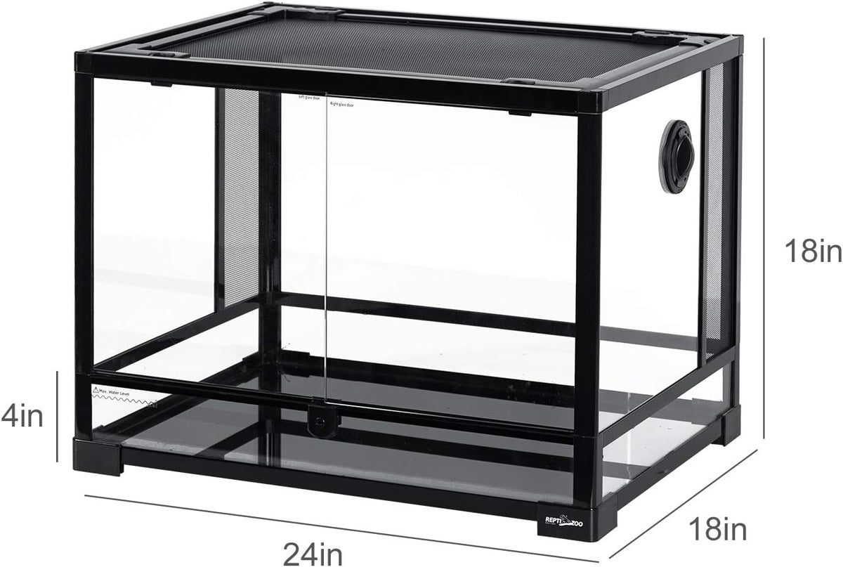 REPTI ZOO 50 Gallon Reptile Glass Tank Terrarium 2 in 1 Side Meshes - 24" x 18" x 18" (34 Gallon) - image 2