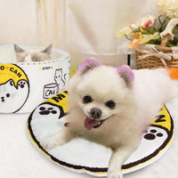 寵幸 Ramen Noodle Cute Cat Bed, Soft Warm Washable Kitten Bed - 19.7"L x 19.7"W x 7.9"Th / yellow white - image 2