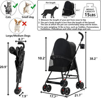 Cat Stroller Foldable Lightweight for Small Dogs Cats 0-15 lbs Pink – Essentials for Dogs - black - image 2