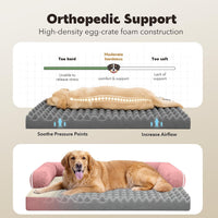 Orthopedic Washable Dog Bed with Bolster for Medium to Large Dogs – Essentials for Dogs - 36.0"L x 27.0"W x 7.0"Th / Pink - image 3