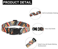 Mercano Adjustable Dog Collar - Special Design Patterns, Soft Nylon Comfortable Durable Pet Collar for Small Medium Large Dogs (L, Ethnic Gold)
