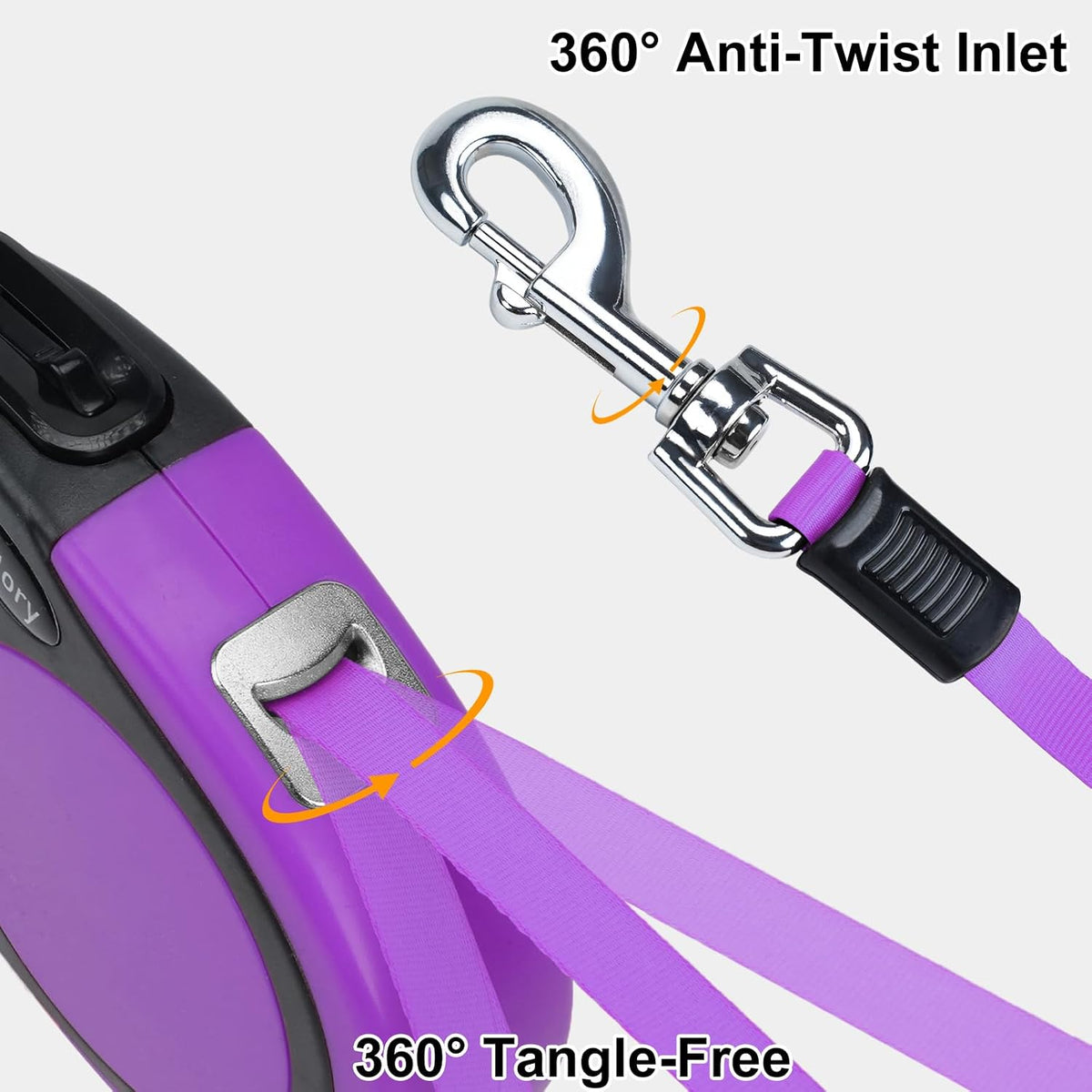 Taglory Retractable Dog Leash, One-Handed Brake, Up to 44 lbs - Purple / Medium - image 4