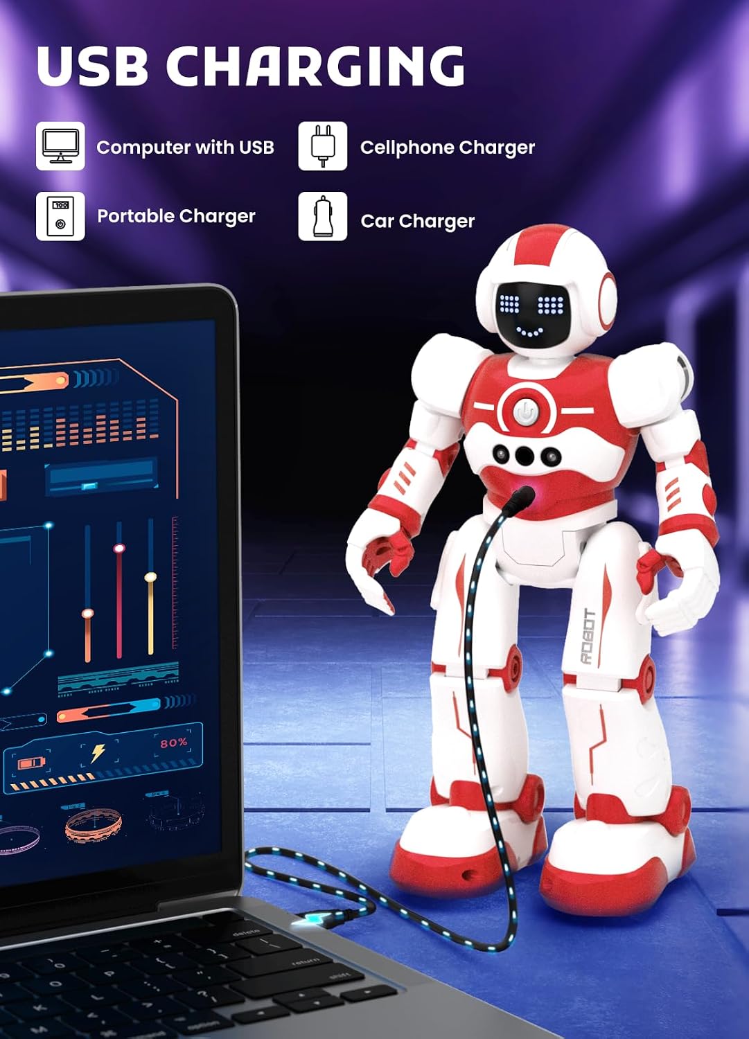 Robot Toys for Kids, Rechargeable Remote & Gesture Control Robots – Fun for Kids & Family - Red - image 4
