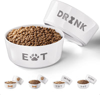 Ceramic Dog Bowl Set of 2 with Anti-Skid Base, 5.5"W x 2"H - Medium 6.5" / Gray