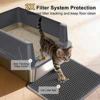FURTIME Stainless Steel Cat Litter Box - Grey / Small - image 3