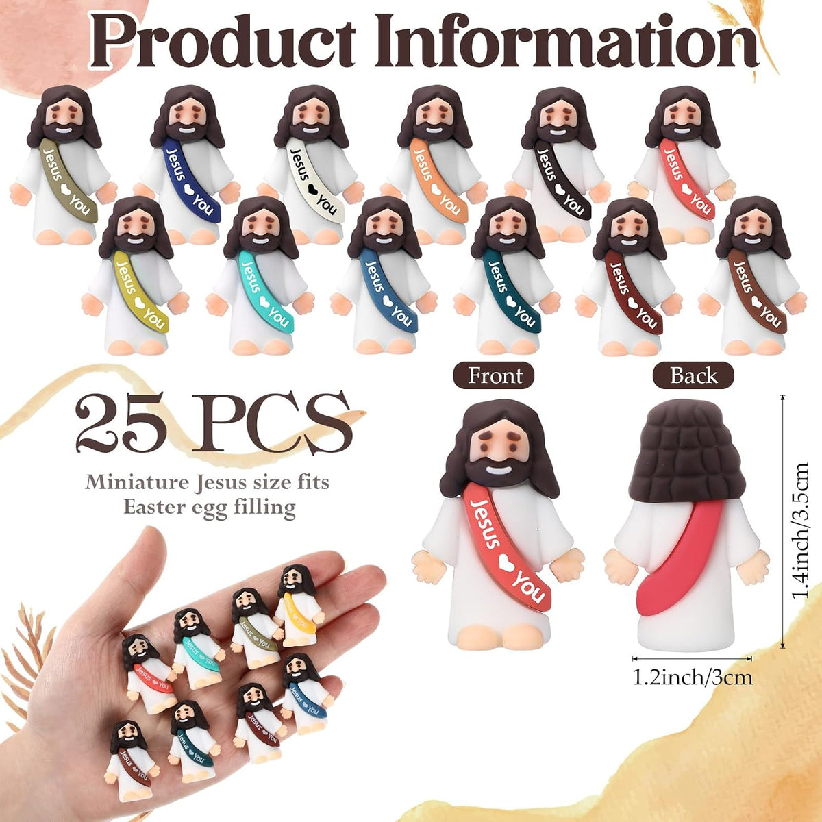 Bememo 25 mini Jesus figures in multicolor rubber, little figurines in robes - view 29