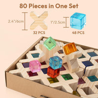 Woodtoe 24 PCS Rainbow Blocks Set - 80 PCS Rainbow Blocks Set - image 2