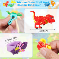 Chalyna 24 pack soft rubber dinosaur rings for kids in twelve styles - view 7
