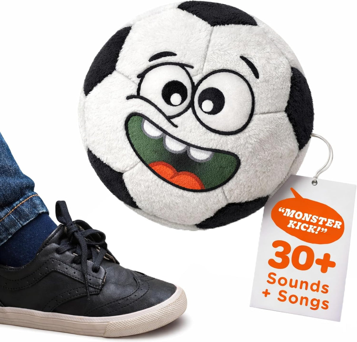 Move2Play, Hilariously Interactive Toy with Music & Sound Effects | Birthday Gift for Boy & Girl - Soccer - Black & White