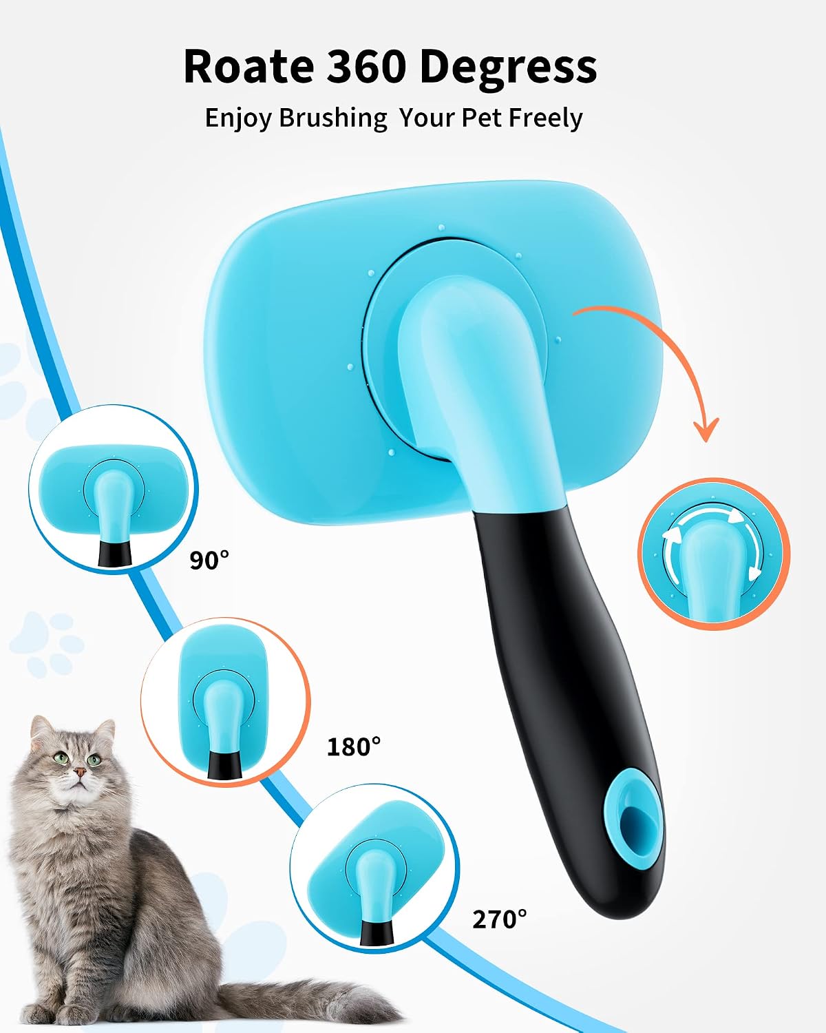Pet Steam Brush for Dogs & Cats - Large / Blue - image 3