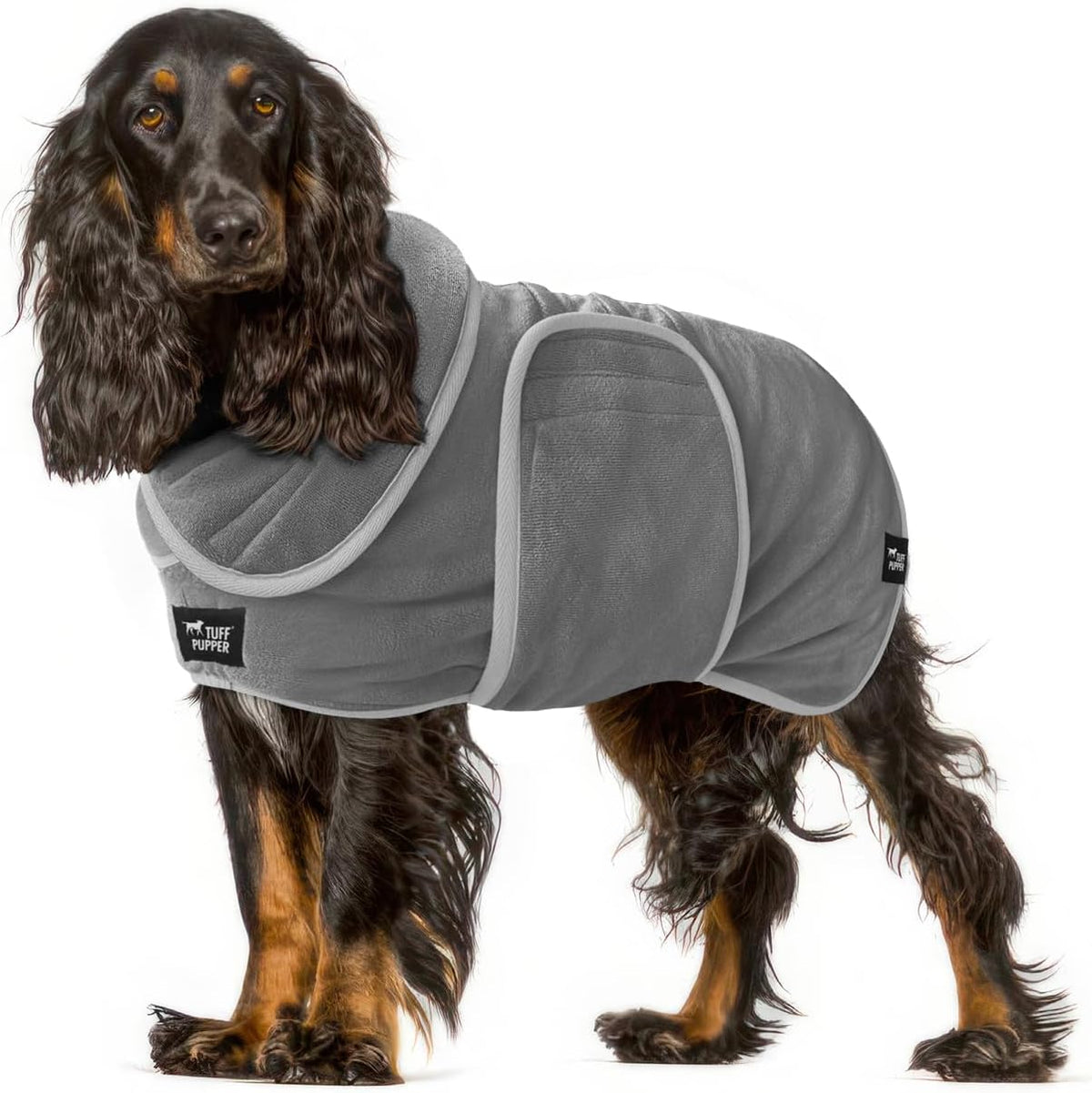 Tuff Pupper Fast Drying Dog Bath Robe - Gray / Medium