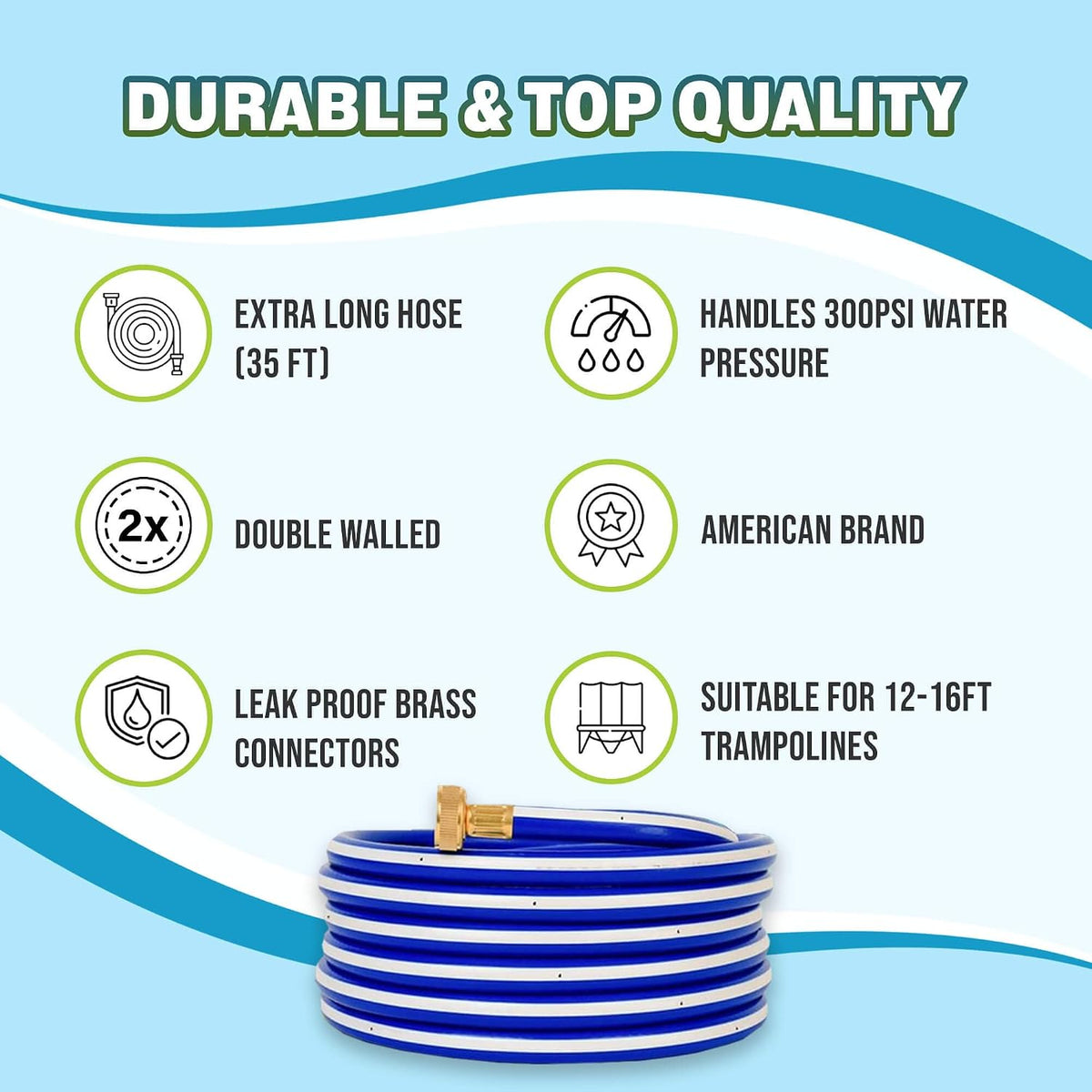 Trampoline Sprinkler Waterpark, Heavy Duty Hose – Fun for Kids & Family - Premium Waterpark - image 4