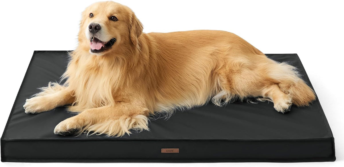 LE SURE Outdoor Waterproof Dog Beds Large Sized - 44"L x 32"W x 3"Th / Black