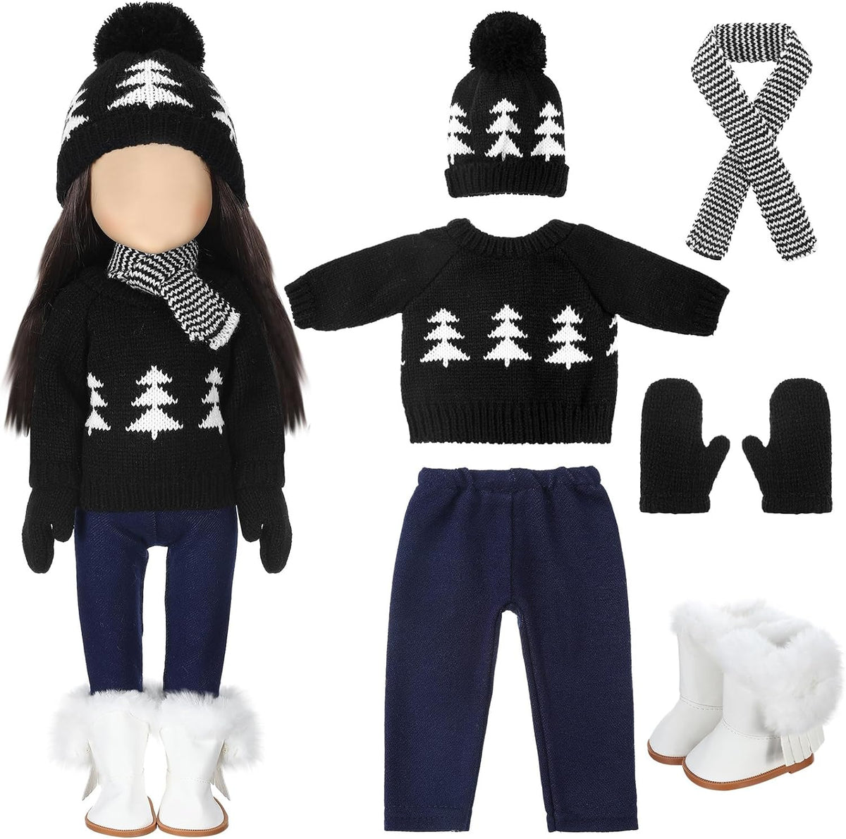Bencailor Christmas doll clothes for 18 inch dolls in red and white cowgirl style with hat and boots - view 5
