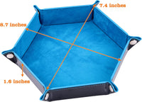 SIQUK 4 Pieces Dice Tray Set Foldable Dice Trays Hexagon Dice Rolling - Camel, Sky Blue, Black and Gray - image 2