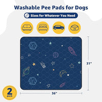 LOOBANI Pee Pads for Dogs Washable: Reusable Dog Pee Pads for Small Pet, 2 Pack Waterproof Puppy Whelping Pads 31" x 36", Non-Slip Potty Training Mat for Dog Playpen, Floor, Cage, Sofa, Crate, Blue