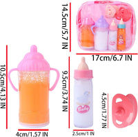 Beem Jun pink baby doll bottles and pacifiers set in a clear zippered bag - view 15