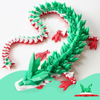 24" Large 3D Printed Dragon - Green White Red / 30 inch