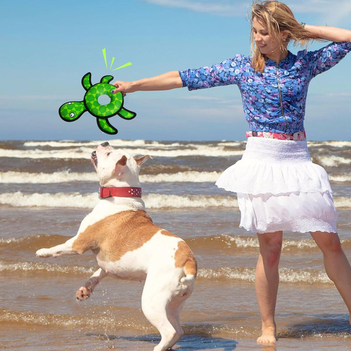 Floating Duck Dog Toy, Squeaky Water Pool Toy for Small Medium Dogs – Essentials for Dogs - Turtle - image 3