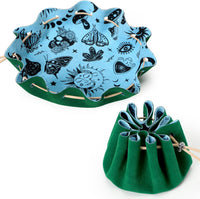 CiyvoLyeen Dice Bag and Tray for Rolling and Storage Black Felt Velvet – Fun for Kids & Family - Green