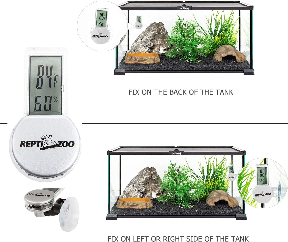 REPTI ZOO Reptile Thermometer Hygrometer with Suction Cup - image 2