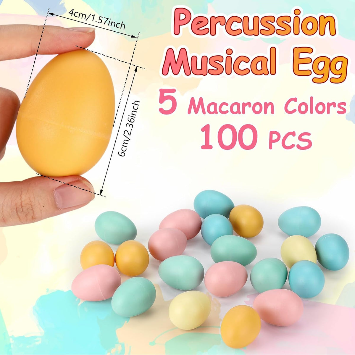 Yeshone 100 plastic egg shakers in 10 bright colors - view 8